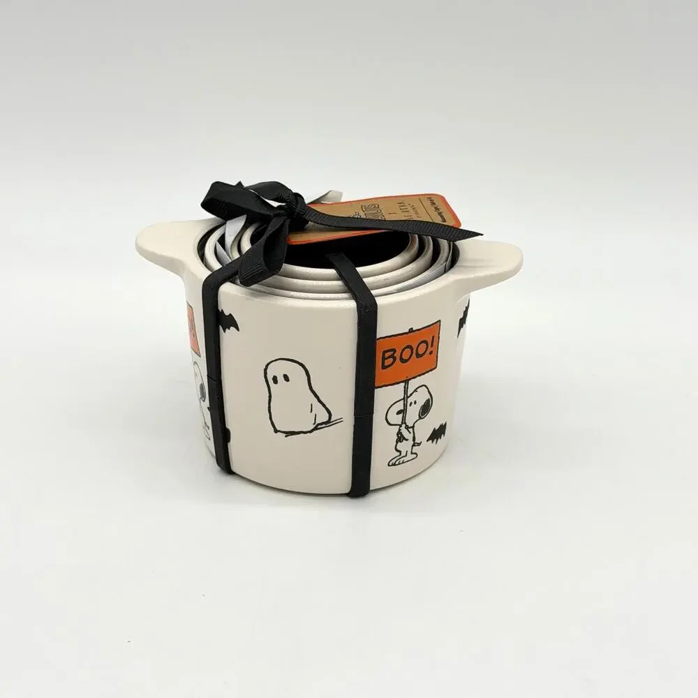 Rae Dunn X Peanuts Snoopy Ghost Halloween Measuring Cups Set of 5 NEW